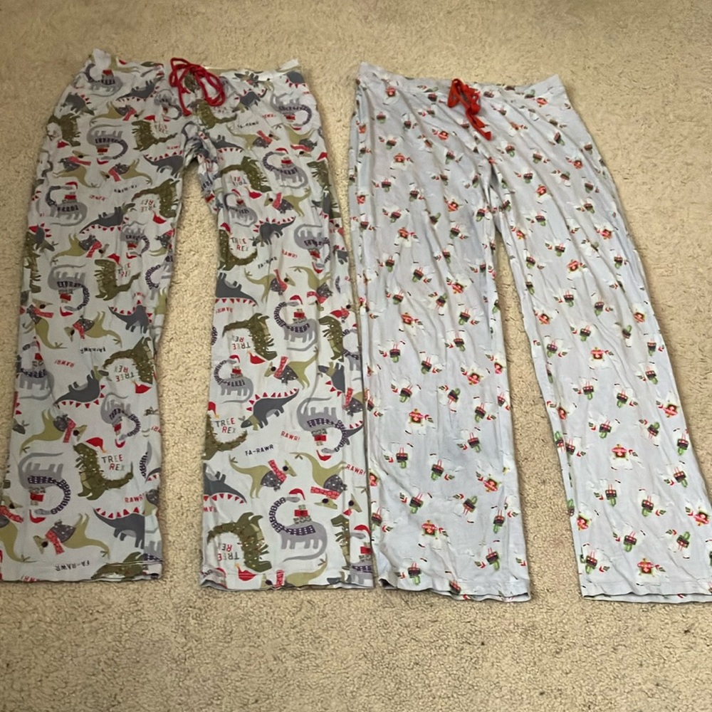 Buttery soft cotton model pajama lounge pants, set of 2, dinosaurs, elephants